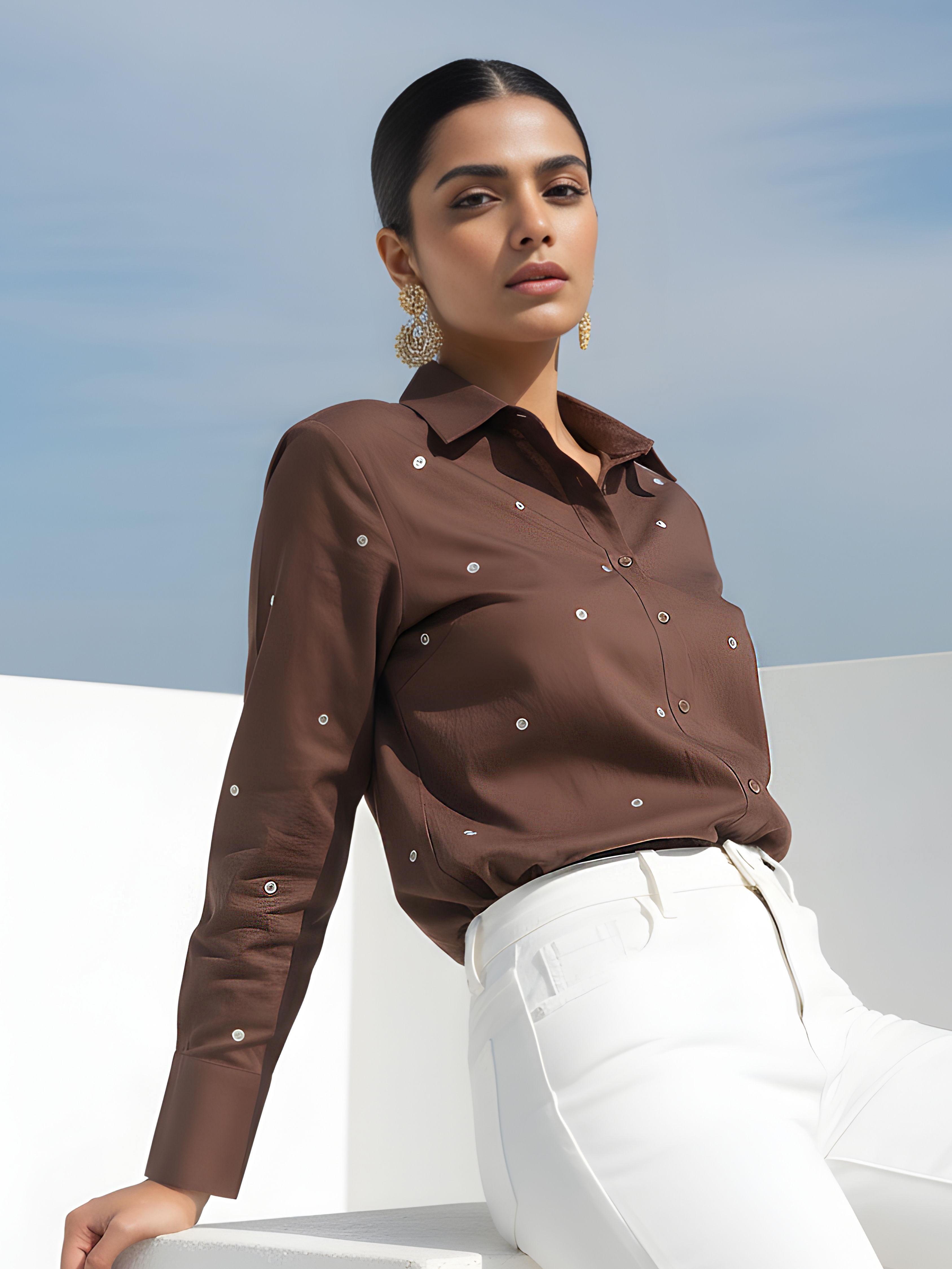 Brown Chic Polka Dot Shirt