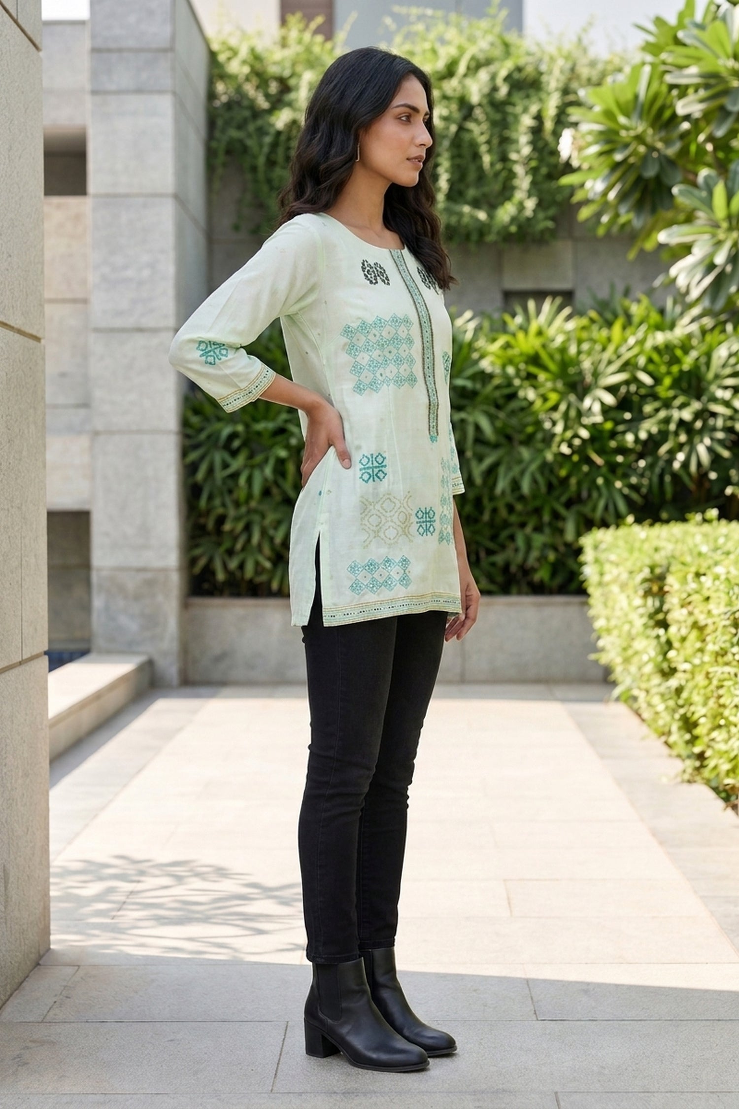 Mint Green Printed Cotton Top