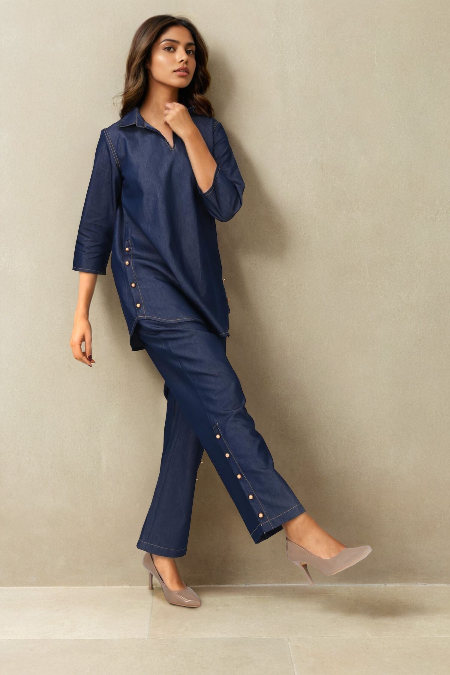 Modern Denim Cord Set in Solid Finish