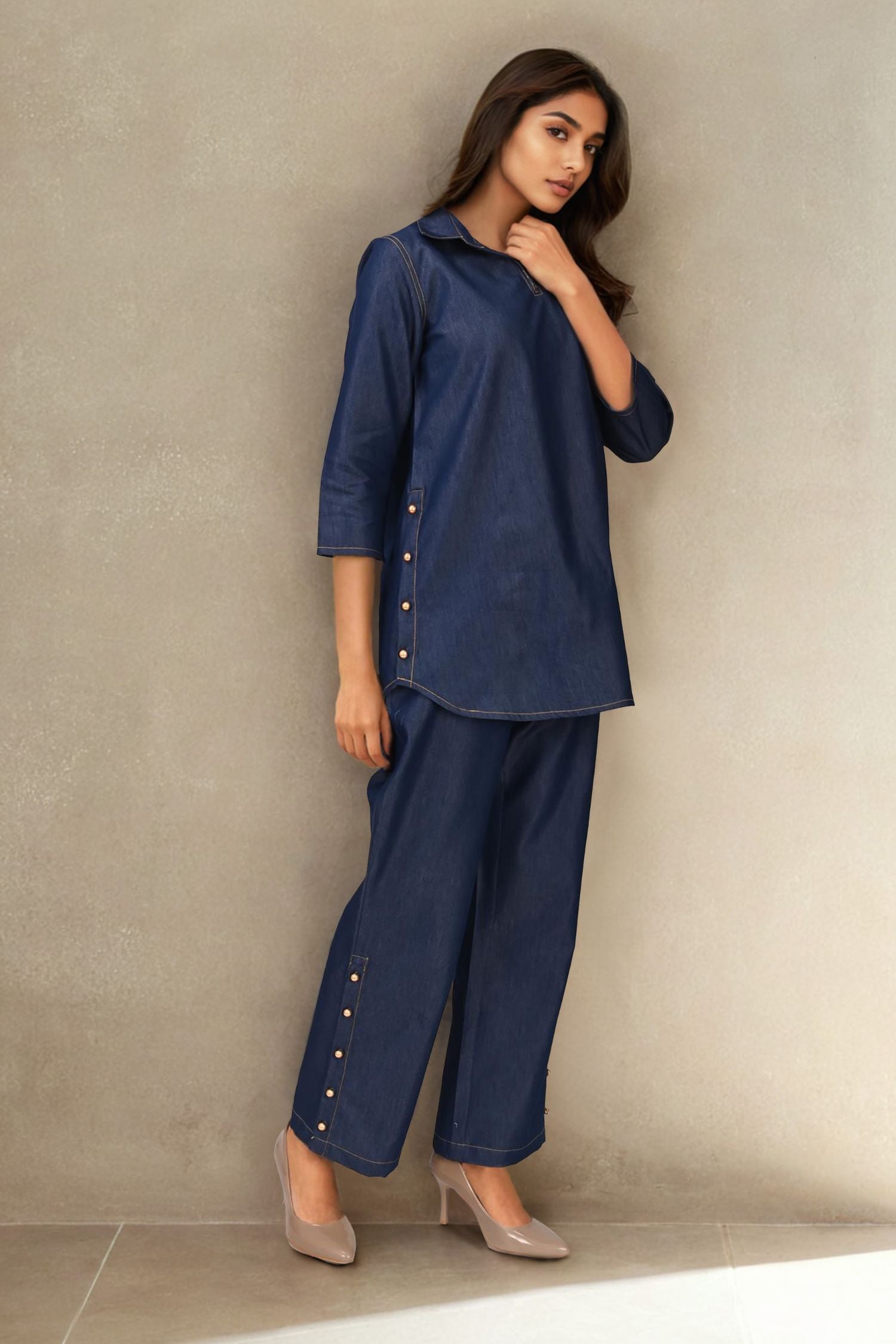 Modern Denim Cord Set in Solid Finish