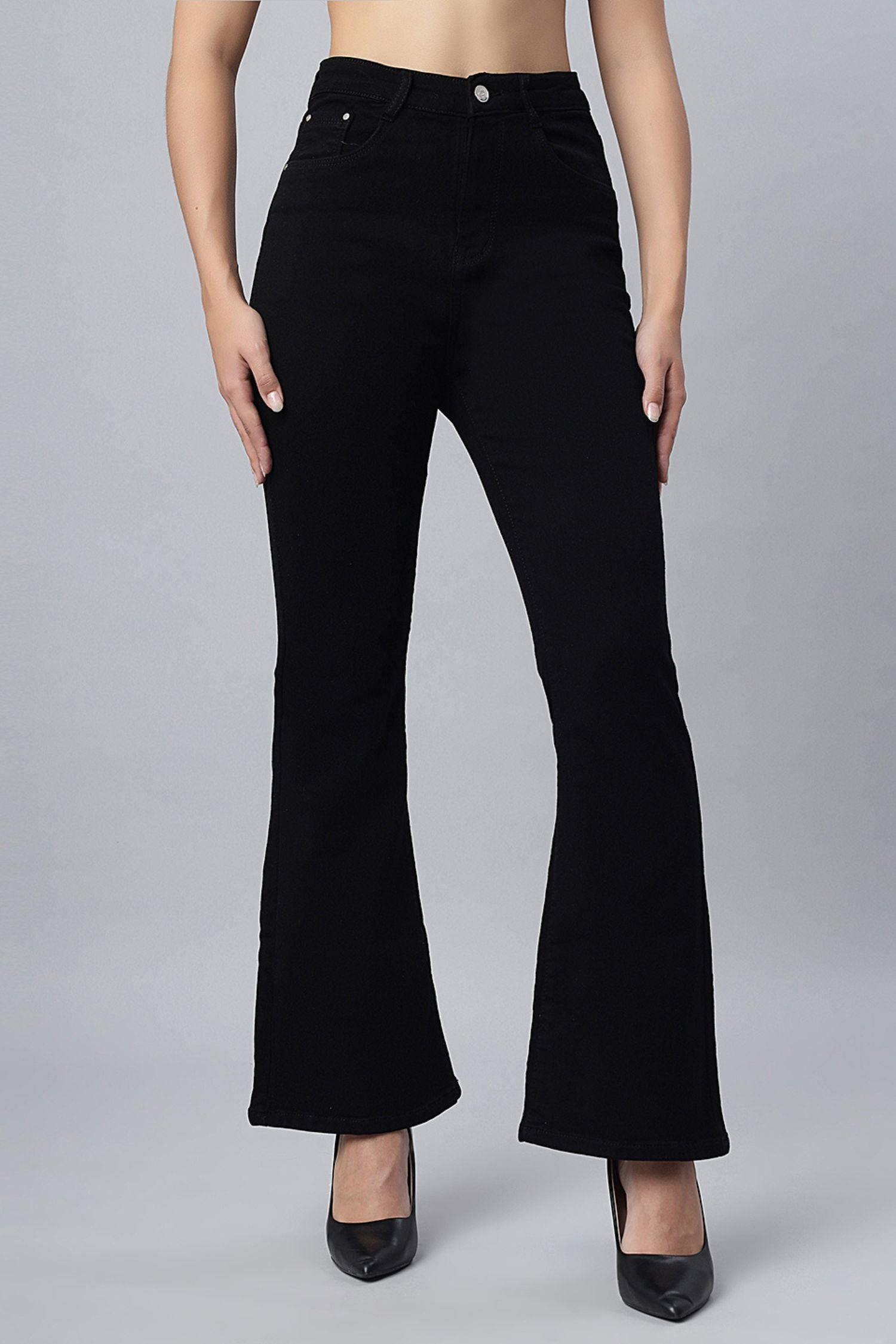 Black High-Rise Bootcut Jeans