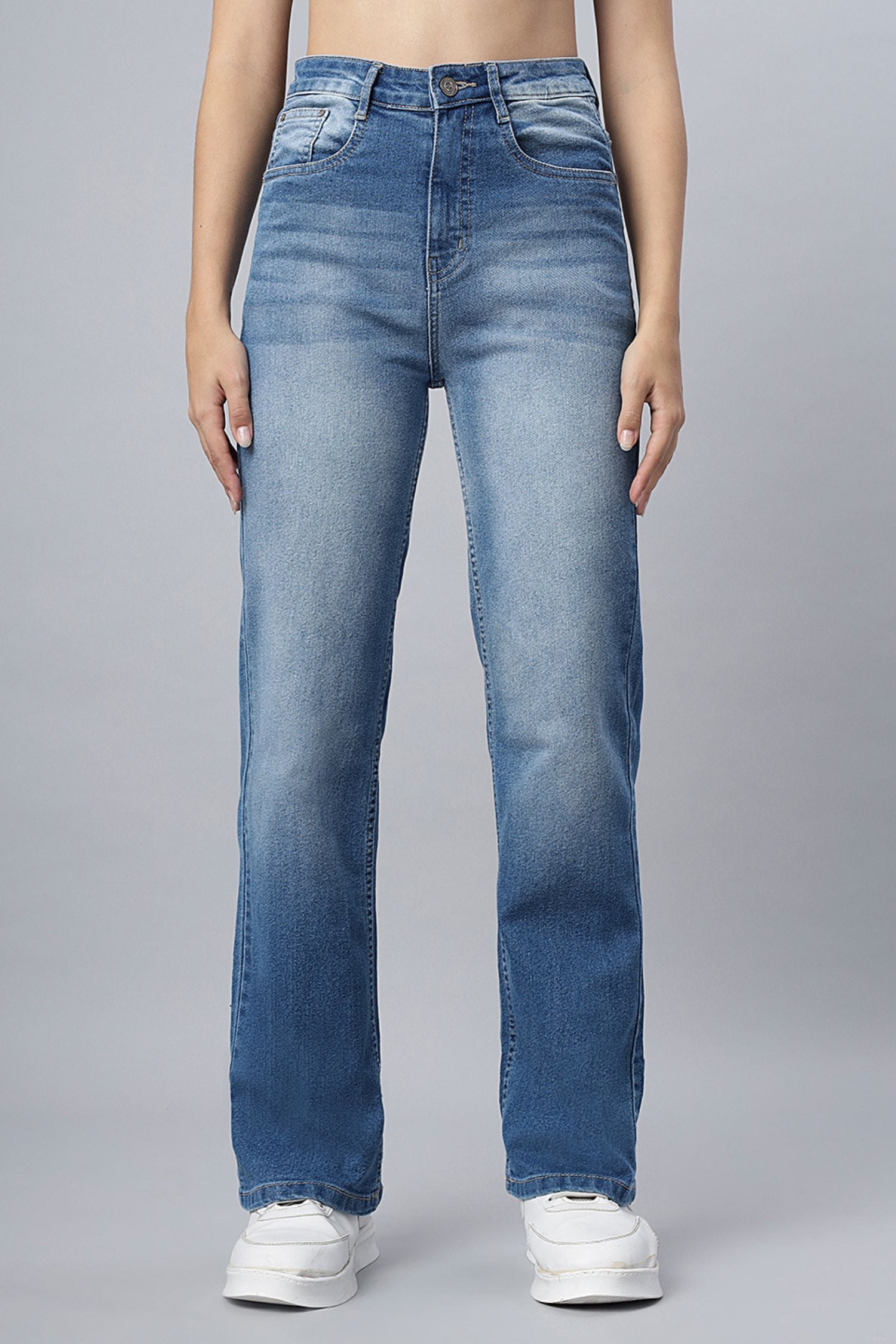 Classic Blue Shaded Straight-Fit Jeans
