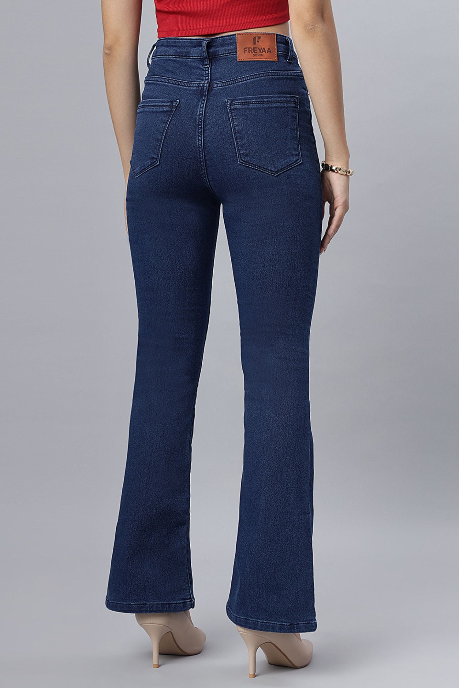 High-Rise Blue Denim Bootcut Jeans