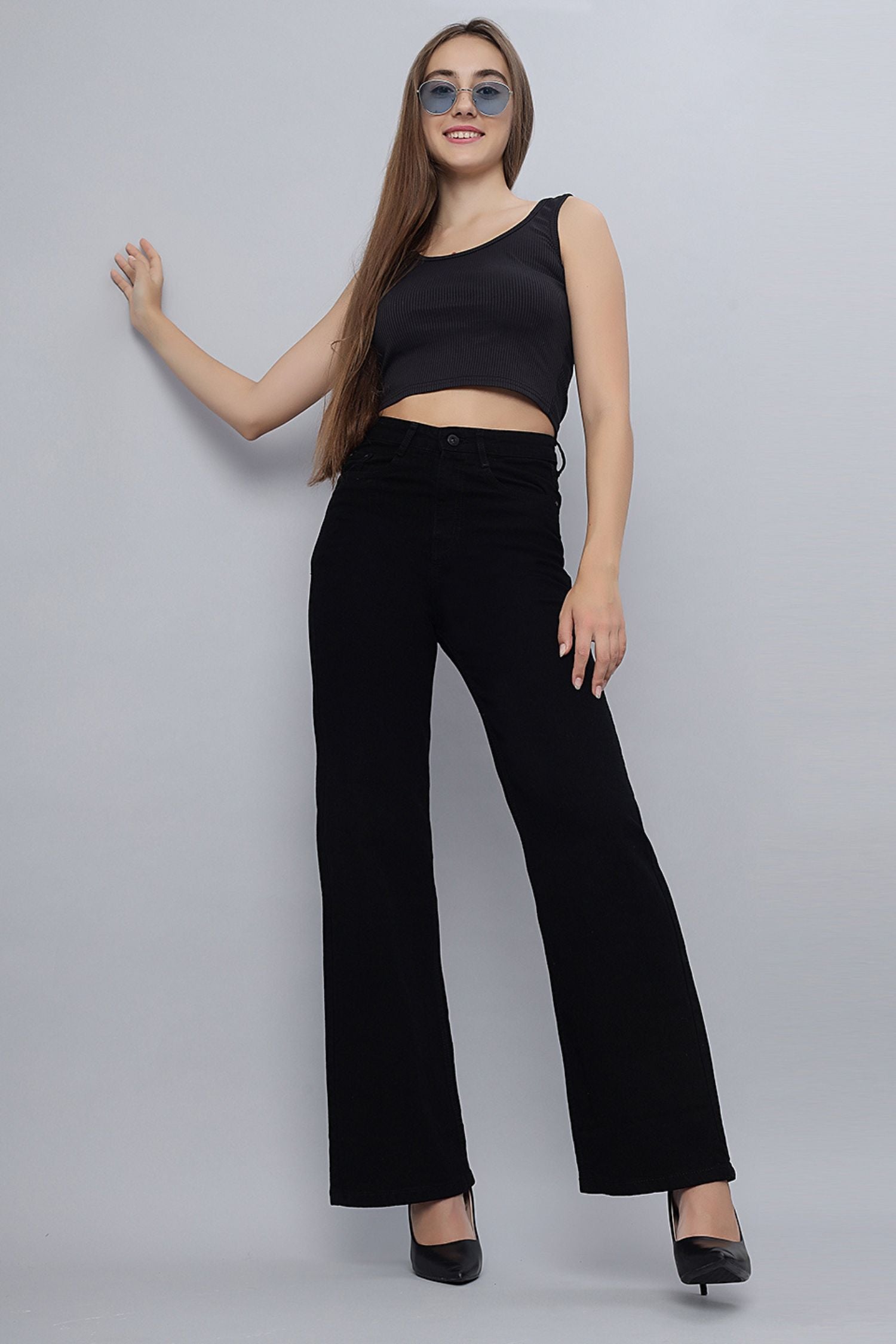Classic Black High Waist wide leg Jeans
