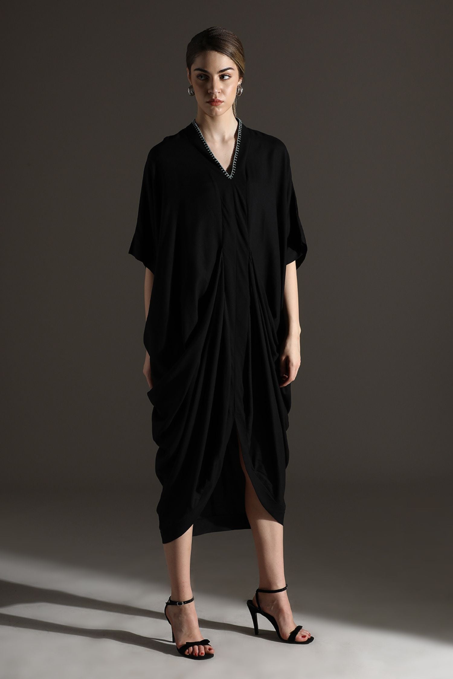 Black Kaftan Style Long Dress For A Chic Look