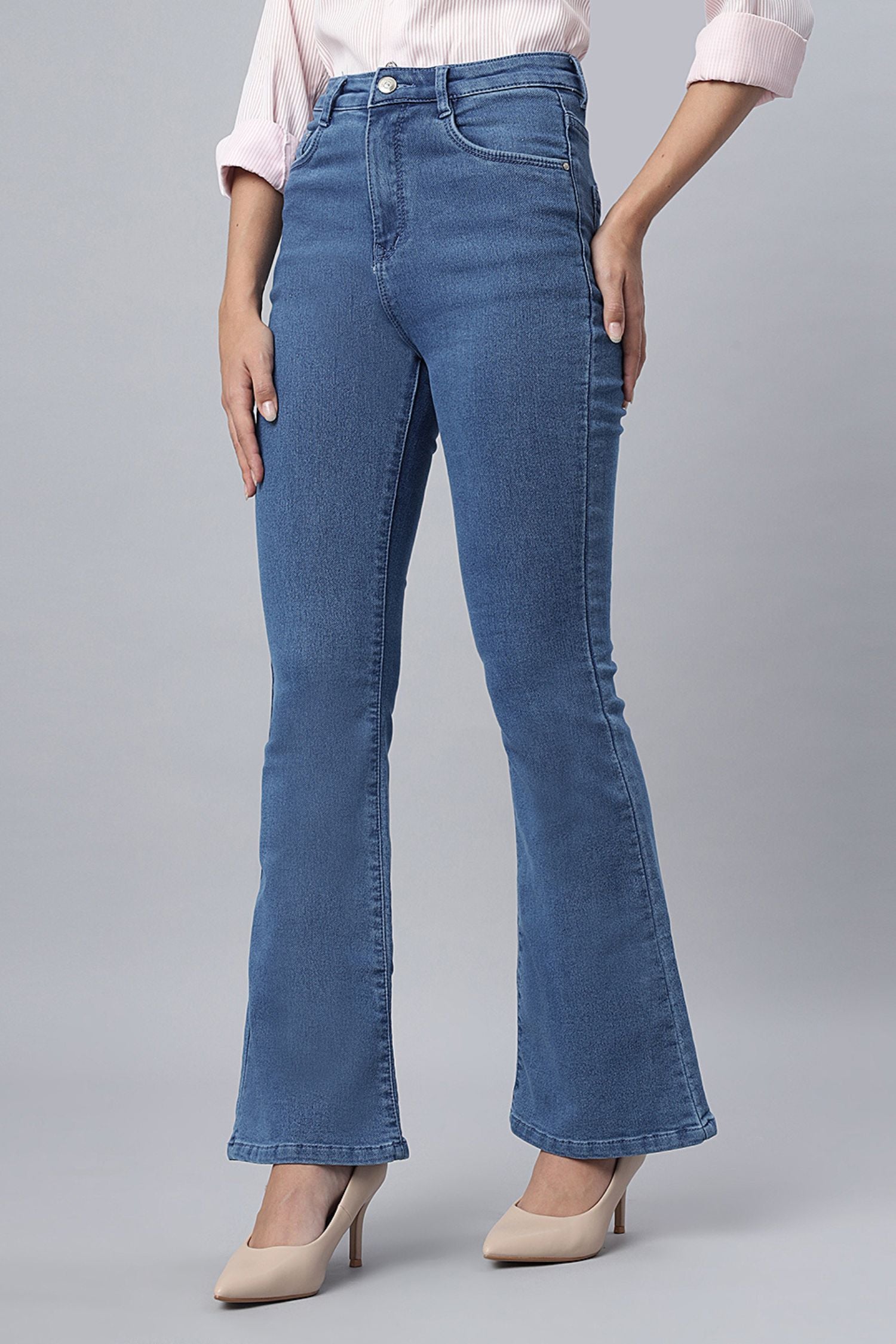 High Waist Stone Bootcut Jeans