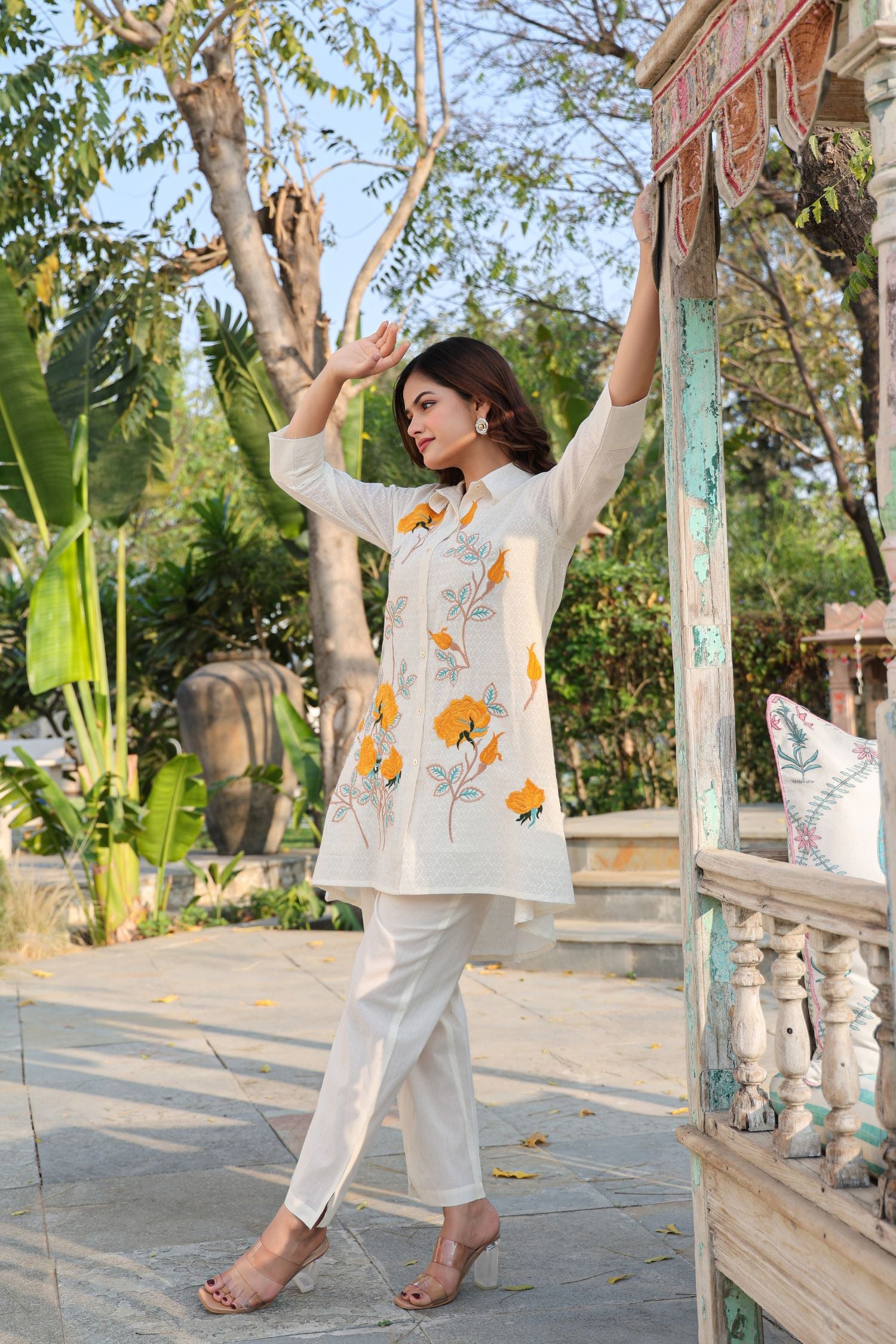 Off-White Grace with Yellow Floral Accents Co-ord Sets
