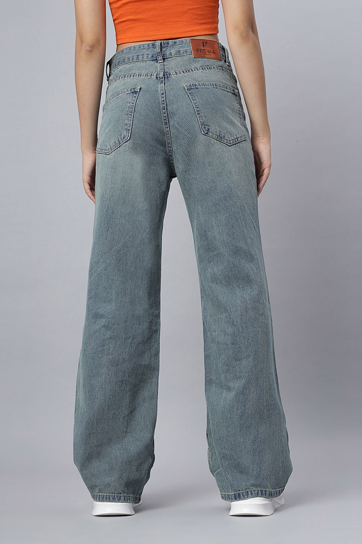 Ripped High-Waist Jeans in Dusty Hue