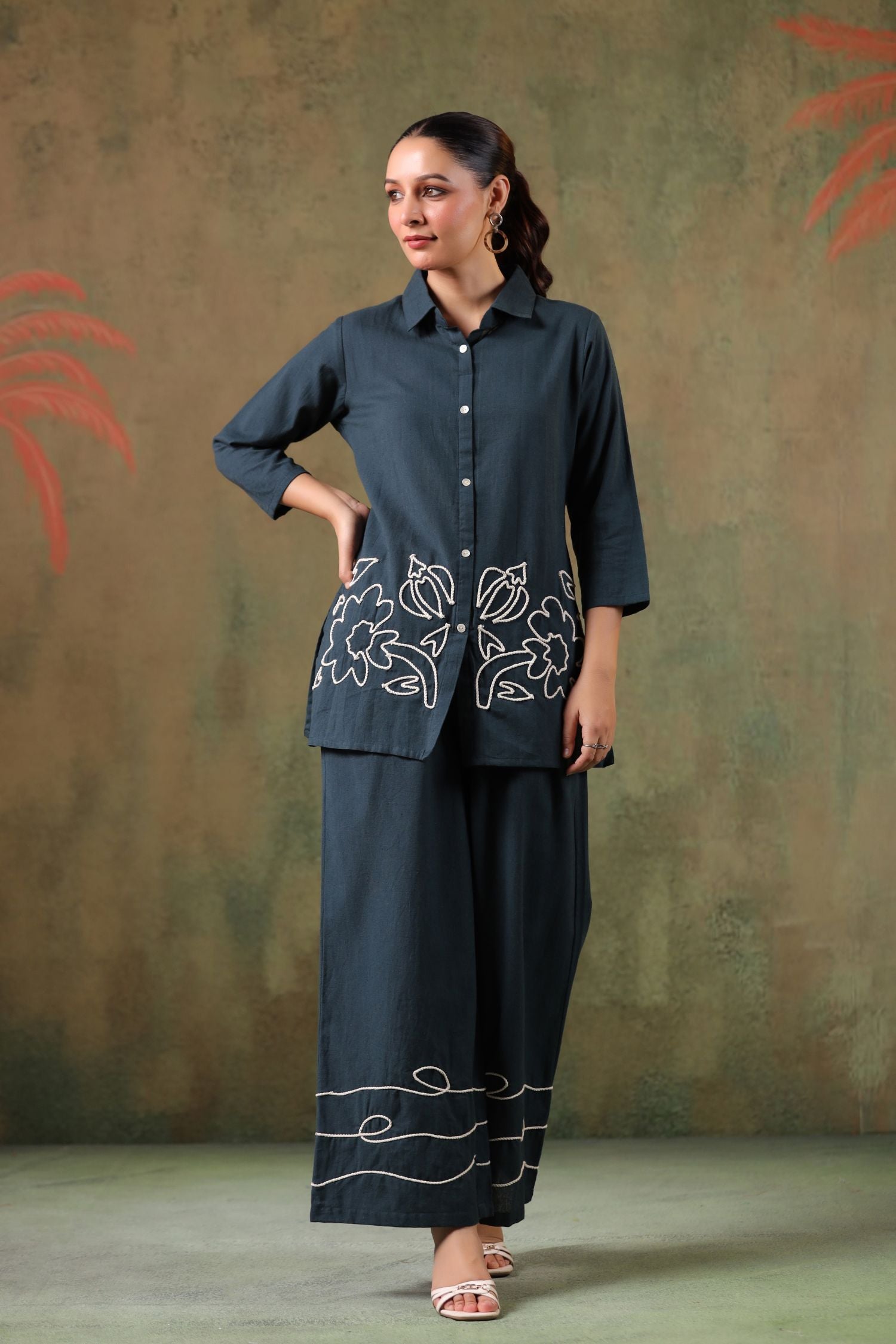 Classic Grey Embroidered Co-ord Set