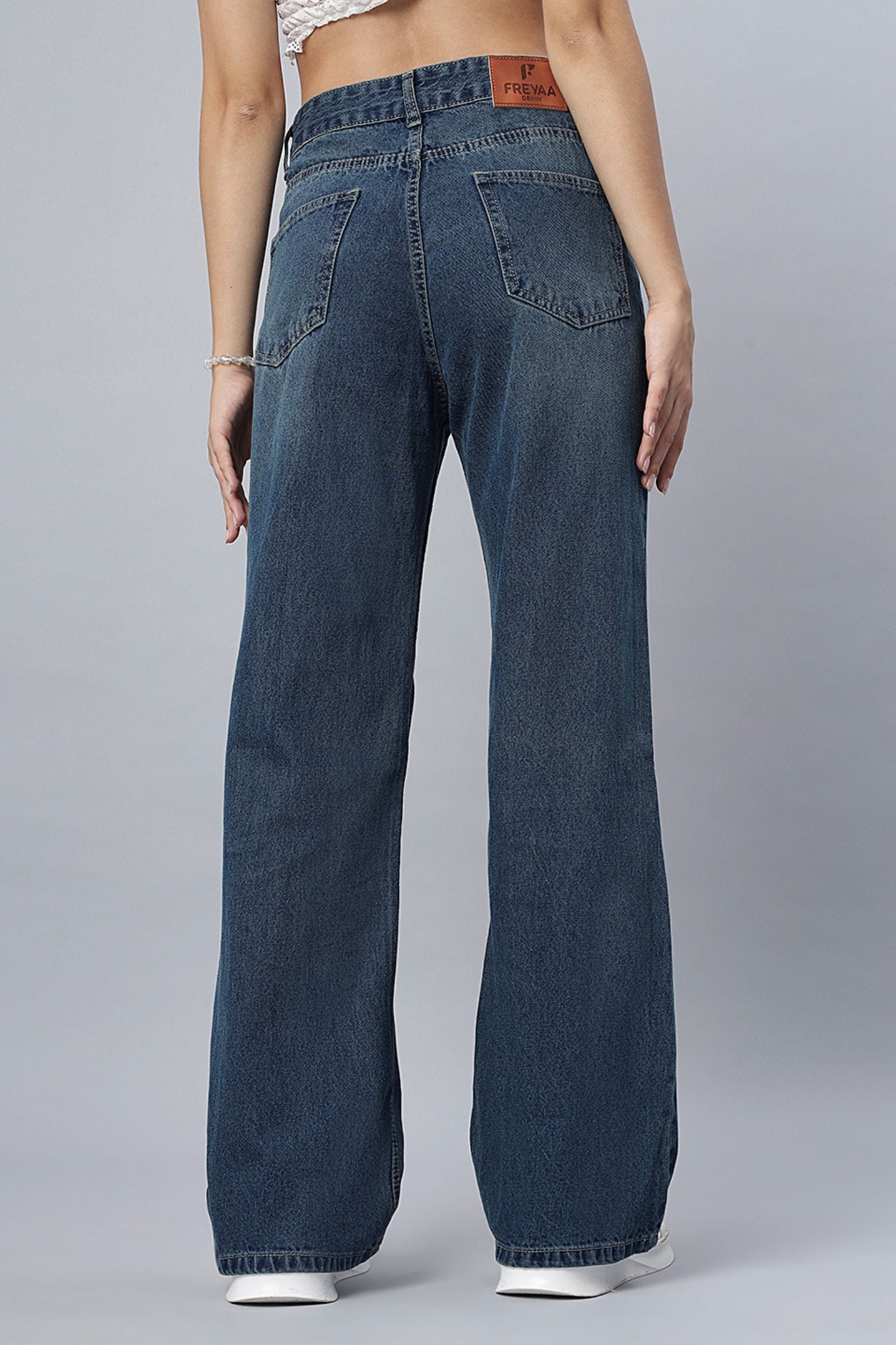 Vintage Straight-Leg Ripped Jeans