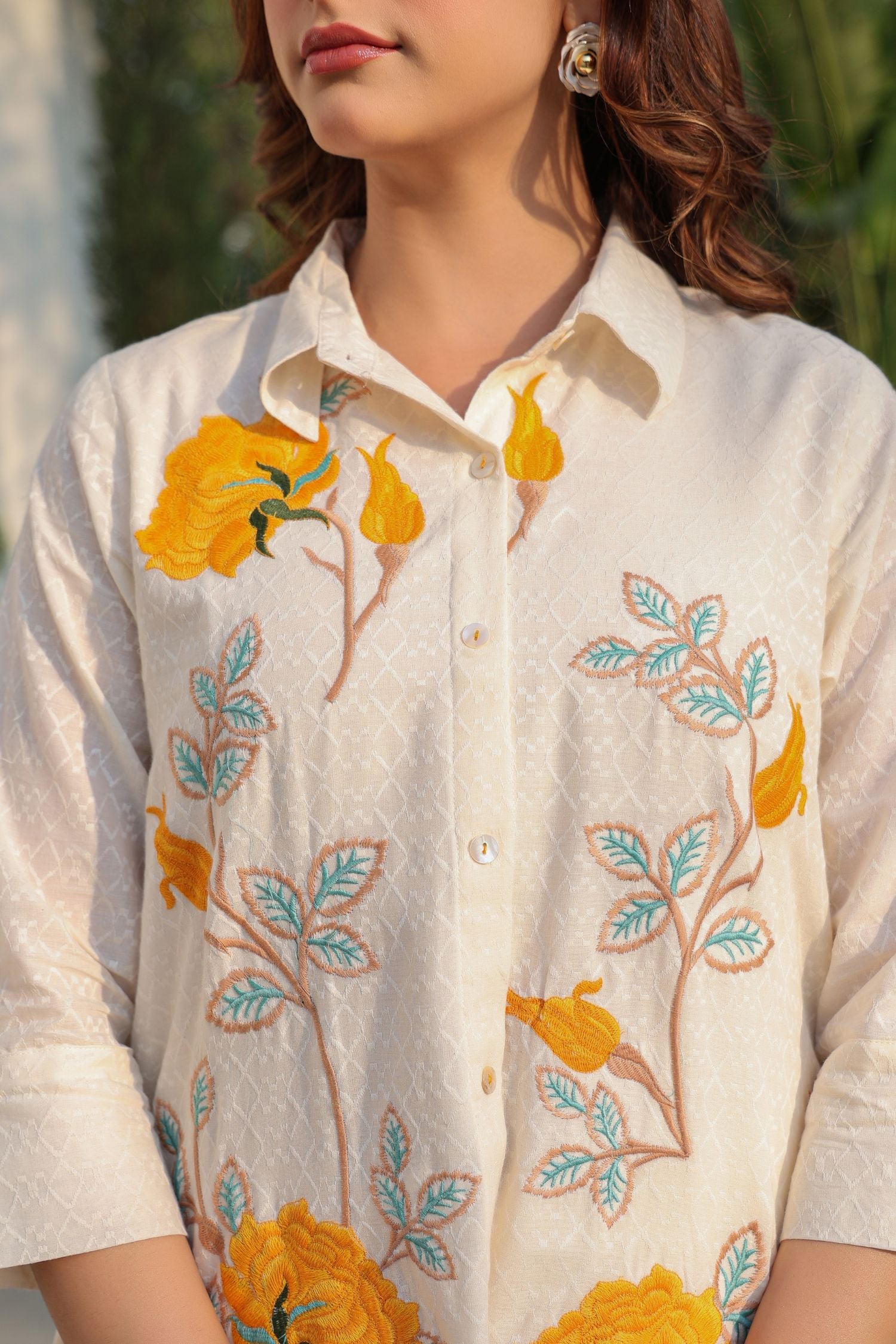 Off-White Grace with Yellow Floral Accents Co-ord Sets