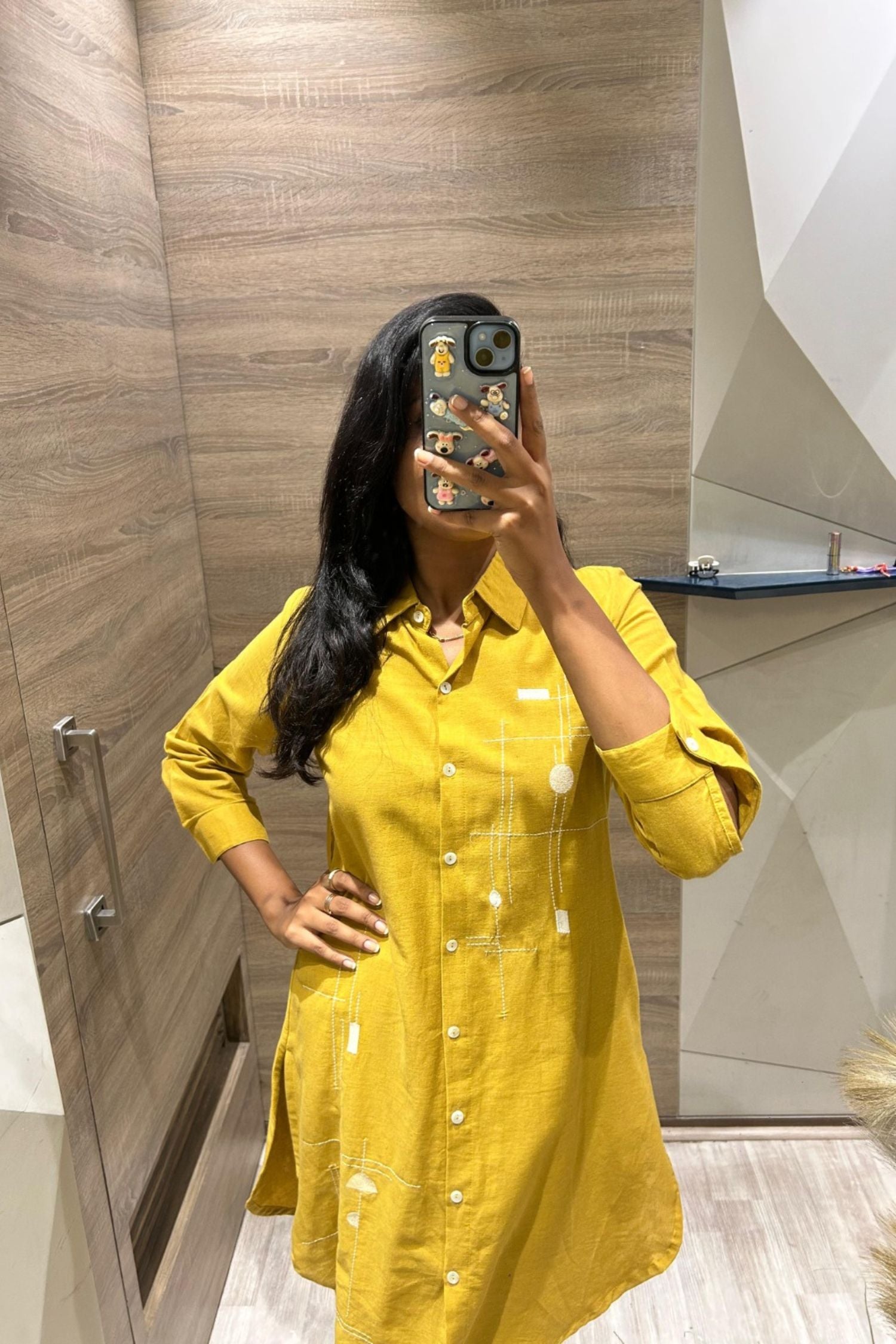Yellow Cord Set with Graphic Print Detailing