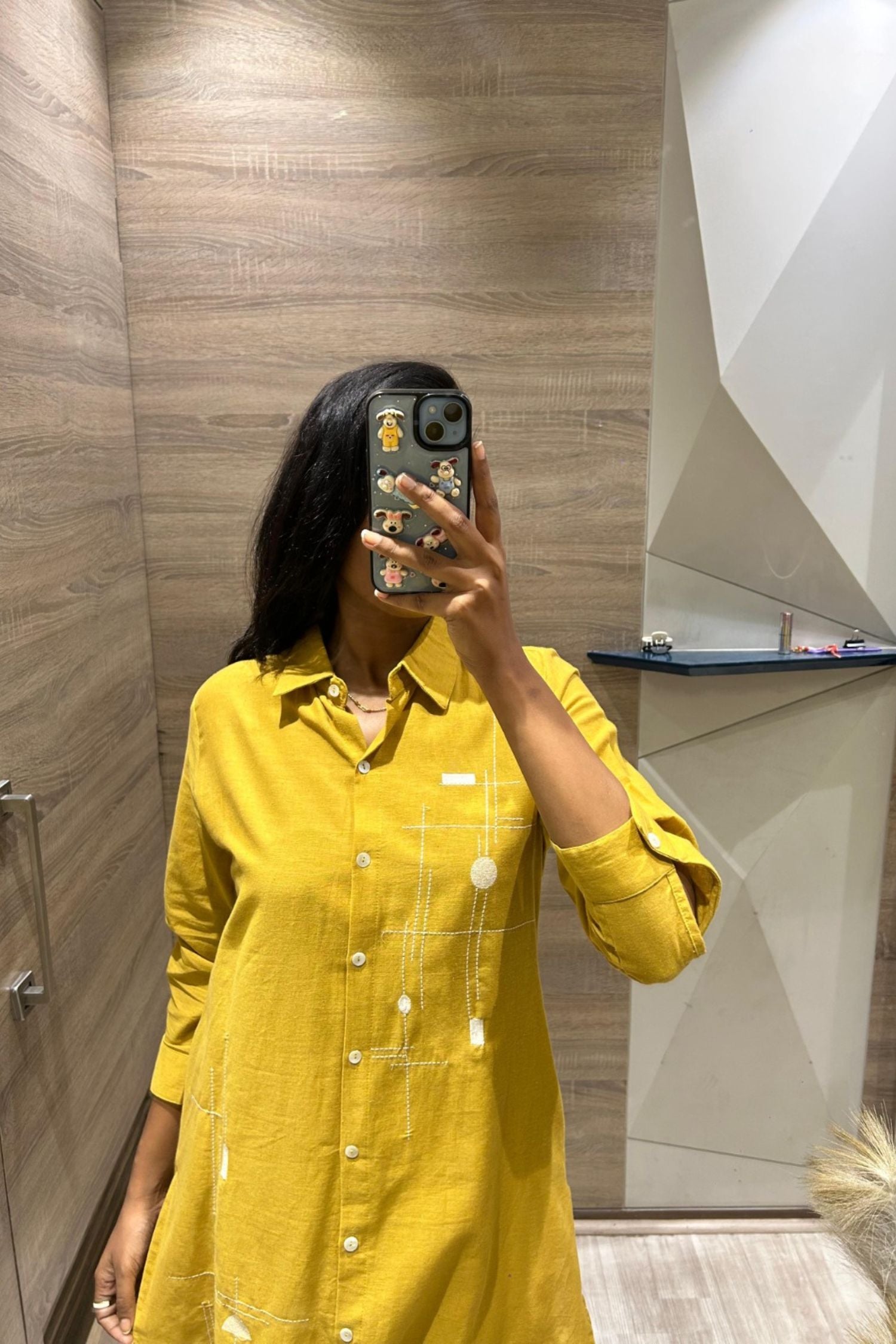Yellow Cord Set with Graphic Print Detailing