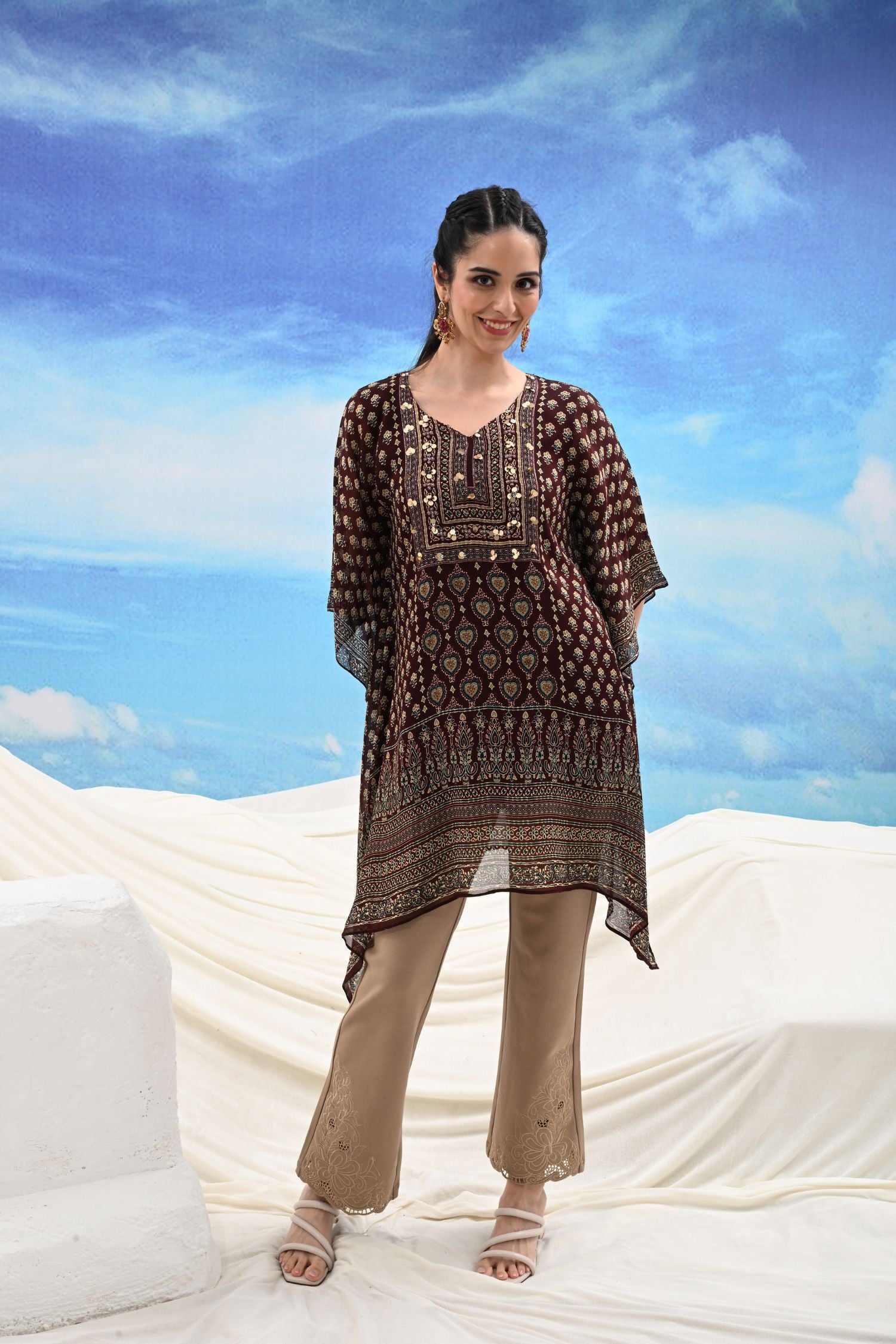Grace Black Kaftan with Print