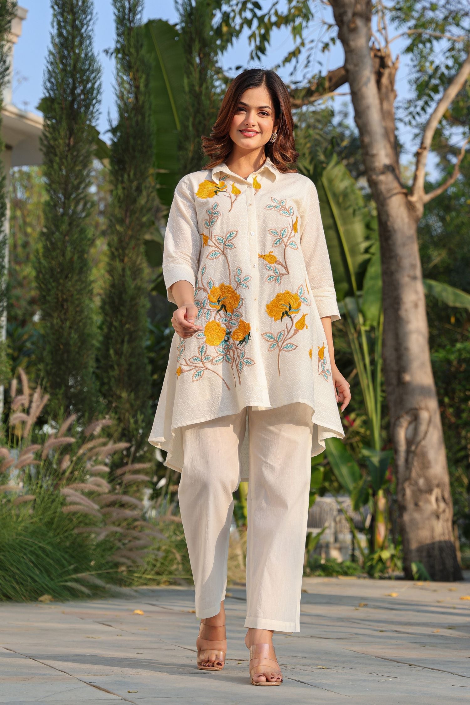 Off-White Grace with Yellow Floral Accents Co-ord Sets