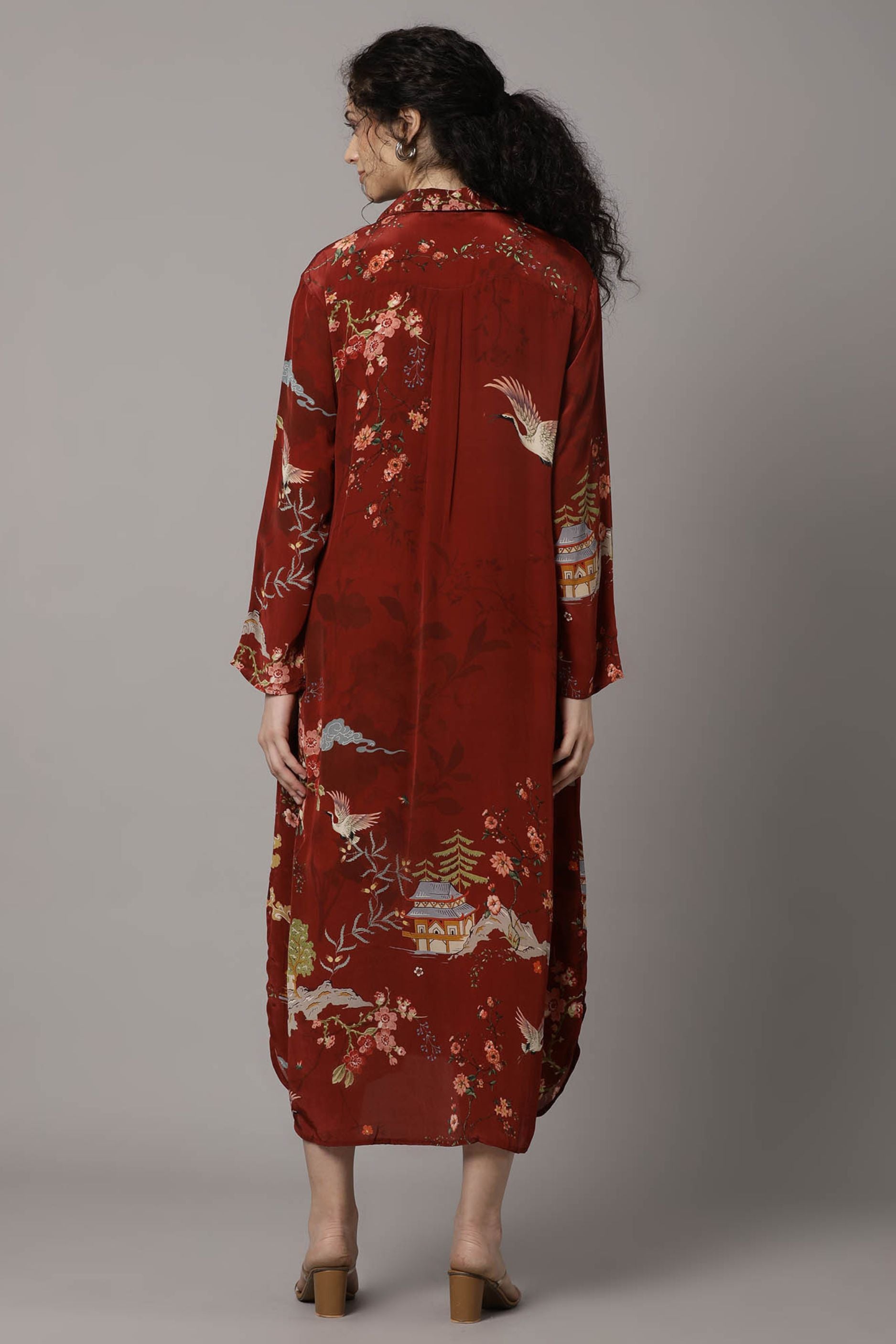 Longline Shirt Dress with Elegant Full Sleeves