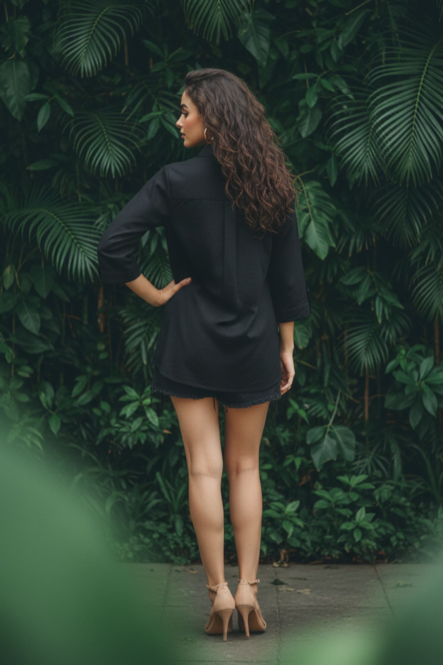 Black Embroidered Shirt with Intricate Thread Work